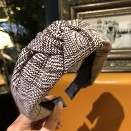 2020 Korean New Hair Accessories Headhoop For Women Trendy Simple Plaid Stripes Middle Knotted Knot Wide Side Headwear Headband