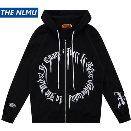 2021 Autumn Vintage Zipper Hoodies and Sweatshirts Men Hip Hop Loose Hoodie Streetwear Casual Cotton Tops Oversized WE269