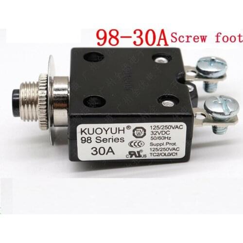 3Pcs Taiwan KUOYUH 98 Series-30A Overcurrent Protector Overload Switch Screw foot