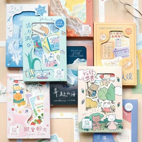 30 Pcs/Set Dream Scene Series Postcard Cute Animal INS Style Greeting Wish Cards DIY Journal Decoration