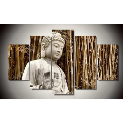 5 Pcs Art Buddha Painting Modern Abstract Wall Canvas Art Room Decor Prints HD Pictures Wall Decor Painting (Unframed)