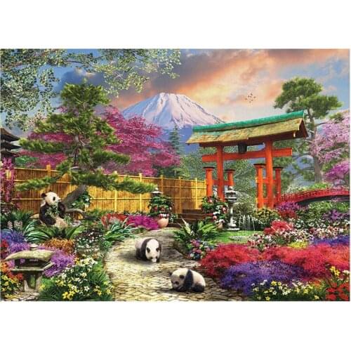 5D DIY diamond painting Cross stitch Panda Garden Full Square Round Drill mosaic embroidery animal art home Decoration AA2067