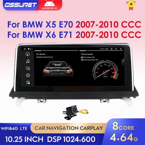 4G RAM 64G ROM Android10 8Core Car Radio Multimedia GPS Player For BMW X5 E70 X6 E71 CCC Autoradio Navi Stereo Audio DSP Carplay