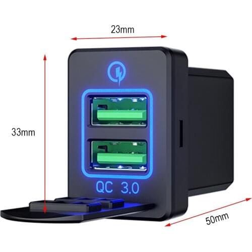 12-24V Car Charger Mini Portable QC 3.0 Universal Square Dual USB Auto Charger With LED Digital Display For Android Phones