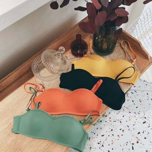 Sexy Strapless Bras For Women Invisible Bra Push Up Lingerie Seamless Underwear Bralette Brassiere Candy Color Intimates