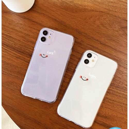 Cases For Samsung Galaxy S9 S10 S10E S20 FE S21 Ultra Plus S8 A52 A72 A51 A71 A50 A70 A32 A20E A21S A12 Cute Smiley Clear Fundas