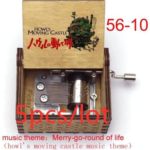 5pcs Color Retro Wooden DIY Music Box With Marry go of Life Hand Antique Carved Music Box Gift For Children Friends Family