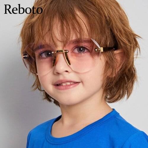 Childrens Sunglasses 2021 Girl Boys Rimless Summer Sunglasses Children Pink Lens Travel Round Shades Glasses Kids