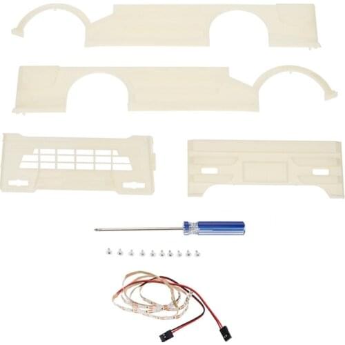 For WPL D12 1/10 RC Car Body Armor Surrounded Kits with Chassis Dazzle Light Upgrade Parts Decoration Accessories