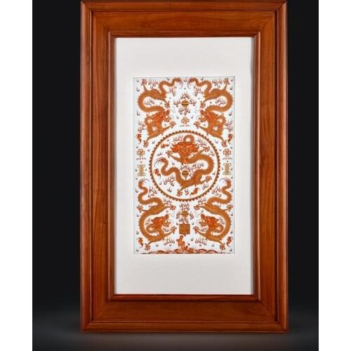 Hand-painted alum red colour porcelain plate painting mural painting in the sitting room adornment classic furniture