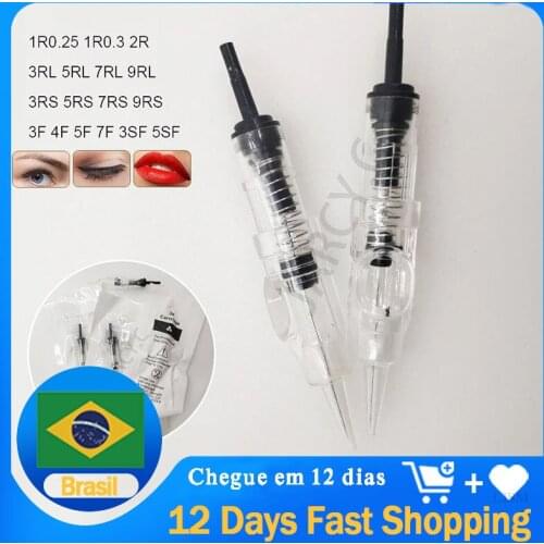 Microblading Cartridge Needles Disposable Eyebrow Tattoo Needles 0.18mm 1R 3R 5R 5F Sterilized for Permanent Makeup Eyebrow Lip