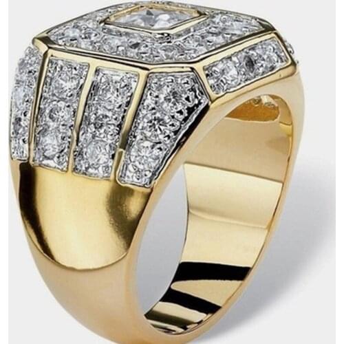 Classic Crystal Zircon Geometric Mens Ring Wedding Party Male Rings Jewelry Hand Accessories Diary 2021 Size 6-10