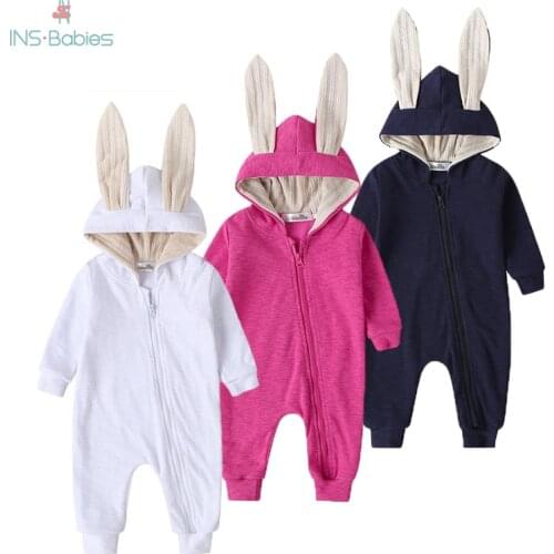 2020 baby spring and autumn boys&girls baby romper with big ear newborn baby clothes Zipper fashion kids clothing outwear outfit