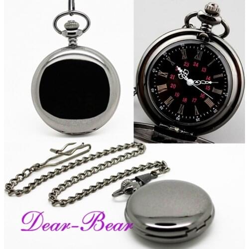 10pcs in Steampunk all Smooth Shine flat Quartz pocket watch carveable DIY necklace mens watch party gift