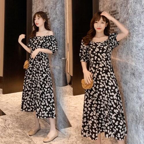 9902# Maternity Clothes Summer Chiffon Short Sleeve Loose Stylish Floral Dress for Pregnant Women Pregnancy Clothes