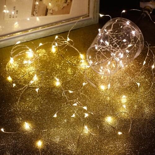 1pcs 5m 50led Lamp Copper Hanging Lamp Room Mini Decoration Starlight Lamp With Battery Box Light Strip For Wedding And Engage