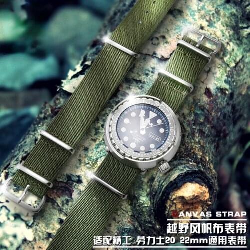 NATO Encryption Nylon Watchband Mens for Rolex Omega Tudor Seiko Canvas Watch Bracelet 20 22mm