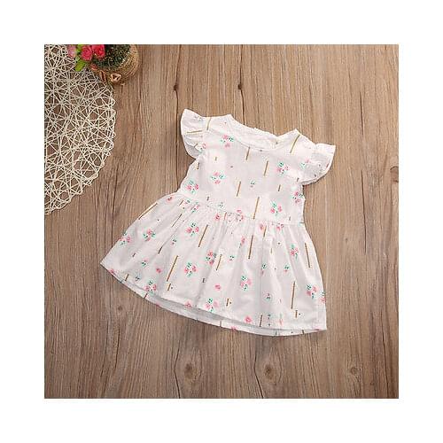 2017 New Fashon Cute Princess Girls Party Dress Newborn Baby Girl Dress Summer Ruffles Sleeve Dress Clothes