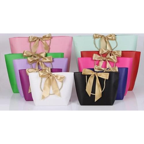 2018 new arrival wedding gift bags packaging box with ribbon multi sizes favors bag paper gift bag for candy cookies tablewares