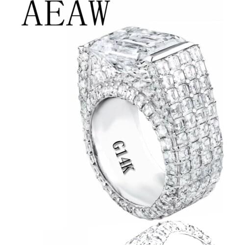 AEAW Solid 14K Gold 15-20ctw Moissanite Engagement Ring Wedding Moissanite Full Enternity Diamond Band For Women
