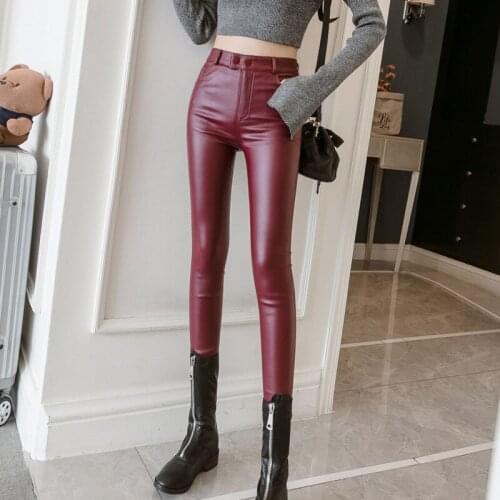 Plus Size Slim High Waist Skinny Leggings Women Autumn Winter Long Pencil Pants Matte Faux Leather Stretch Sexy Leggings C6858