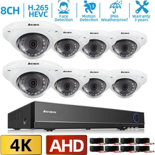 H.265 4/8PCS 8MP AHD Camera DVR Kit 4K 8CH Video Security System CCTV Outdoor Waterproof Explosion proof Dome IR-Cut Camera Kit