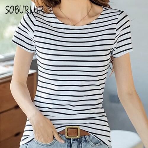 SOBURLUR 2021 New Womens T-shirt Short sleeve T shirt Oversize T-shirt Crop Top Woman Kawaii Clothing Shirt Harajuku Blousas