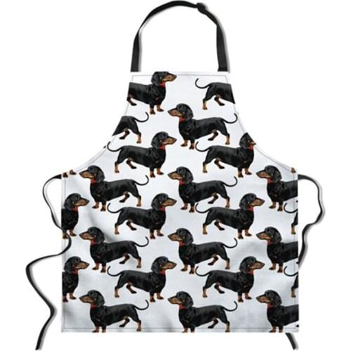 Cute Cartoon Dachshund Dog Print Couple Cooking Apron Baking Cooking Restaurant Accessories Custom Women Kids Kitchen Aprons