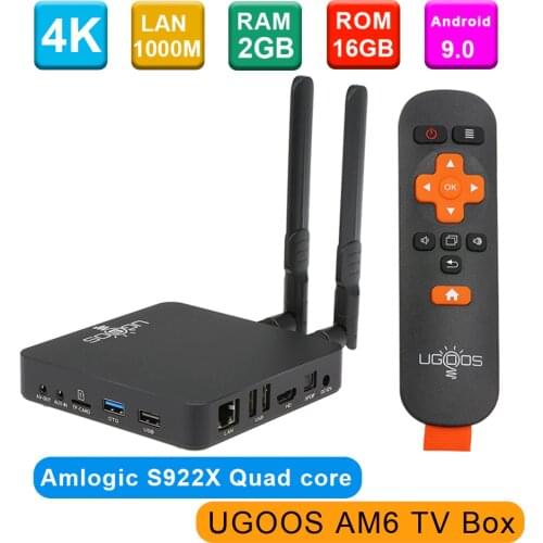 UGOOS AM6 S922X TV Box Android 9.0 DDR4 2GB RAM 16GB ROM 2.4G 5G WiFi 1000M LAN BT 5.0 4K HD VS AM3 tv box only no app included