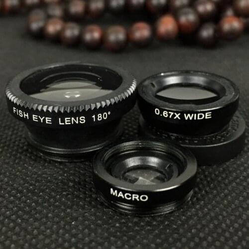 1pc Universal Photography Camera Mobile Phone Accessories Wide Angle Macro Fisheye Glass Lens Camera Kits for Smartphone