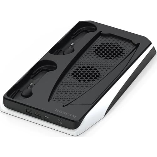 For PS5 Vertical Stand with Cooling Fan Dual Controller Charger Console Charging Station Fan Cooler For SONY Playstation 5