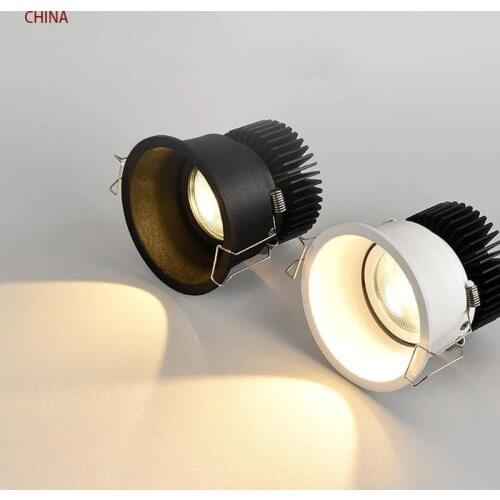 Dimmable Narrow border Embedded Anti-glare Led COB Ceiling Recessed downlight 12w 18w LED wall wash light Hotel Villa Lighting