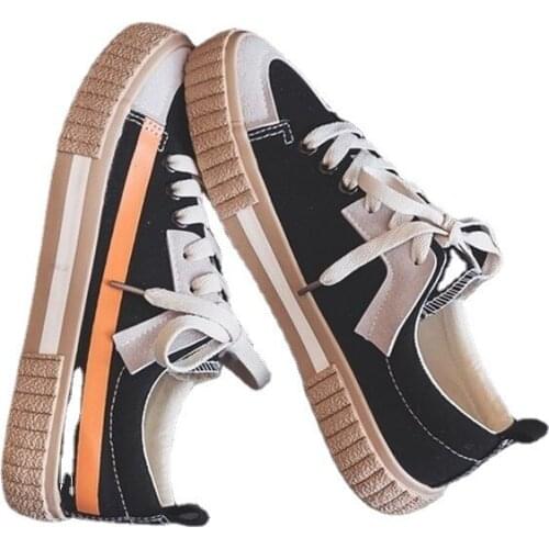 New Womens Canvas Shoes Sewing Stitching Spring And Autumn Casual Fashion Vulcanized Shoes Stripes Non-slip Light And Breathabl