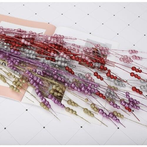 DIY Craft Fake Foam Flower Home Decoration Golden Powder Berries European Style Stem Ornaments 1PC Glitter Artificial Flowers