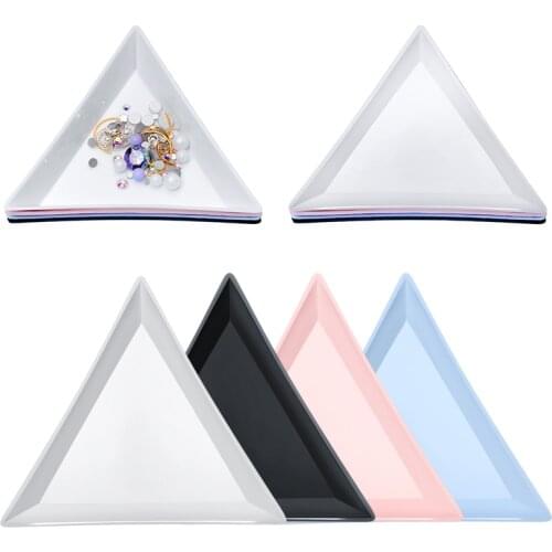 1 Pcs Triangle Plastic Rhinestone Nail Art Storage Box Plate Dotting Rhinestone Tool Tray Holder Container Manicure Tool