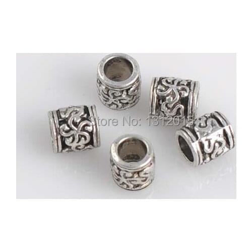 Free Shipping DIY 10PCs Antique Silver Metal Alloy Spacers Charm Beads Fit Bracelet 9x8mm YTC0029
