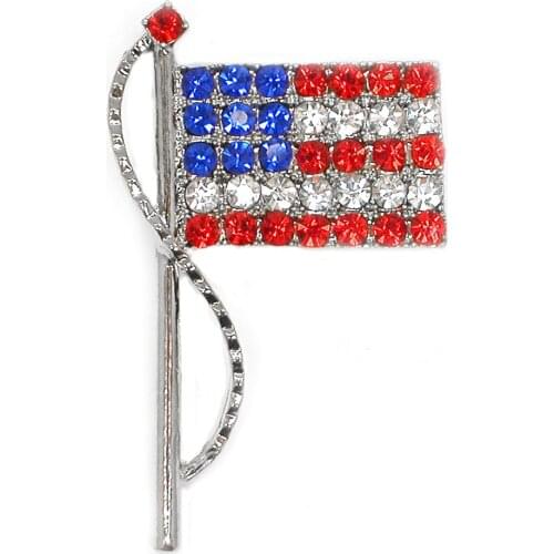 12pcs/lot Wholesale Fashion Brooch Rhinestone USA FLAG Pin brooches jewelry Gift C102172