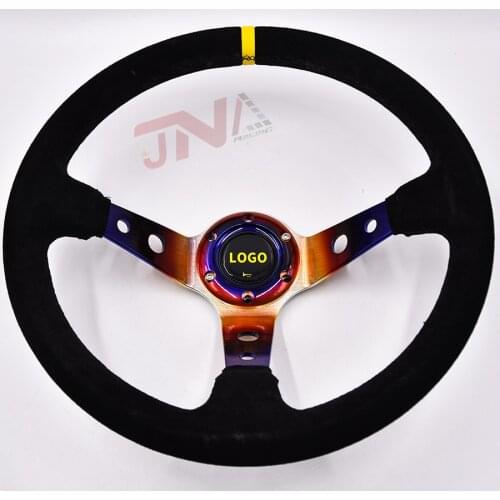 14inch JDM Suede Leather Sport Refitting Universal Racing Car Steering Wheel