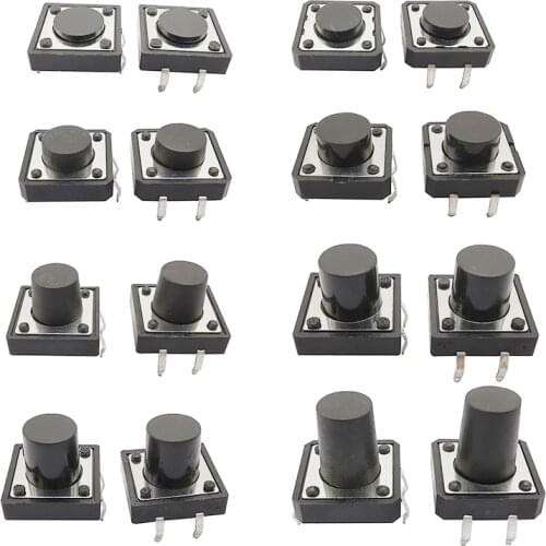 20PCS 12x12mm Panel PCB DIP 4 Pin Momentary Tactile Tact Mini Push Button Switch Self-reset Micro Switch 12*12*4.3-12MM