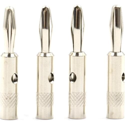 4PCS Rhodium Plated Banana Audio Plug Speaker Cable Banana adapter Connector hifi Electrical Plated