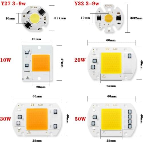 AC 220V LED Bulb COB LED Lamp 10W 20W 30W 50W 3-9W Lamp no Need Driver Smart IC Led Lamp Bulb For Diy Spotlight Flood lighting