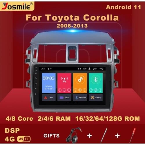 2 din Android 11 Car Radio Multimedia Player For Toyota Corolla E140 E150 2006-2013 GPS Navigation Carplay Wifi DSP 6GB 128GB