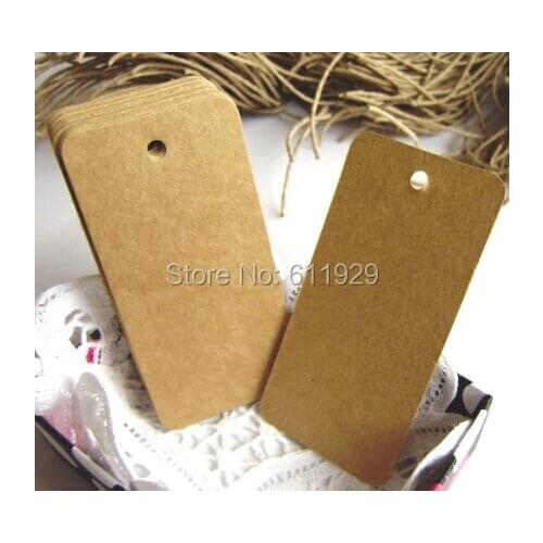 Free shipping wholesales blank rectangle kraft paper hang tags 3.9x7.8cm/DIY decorated gift card/garment price tag 300 pcs a lot