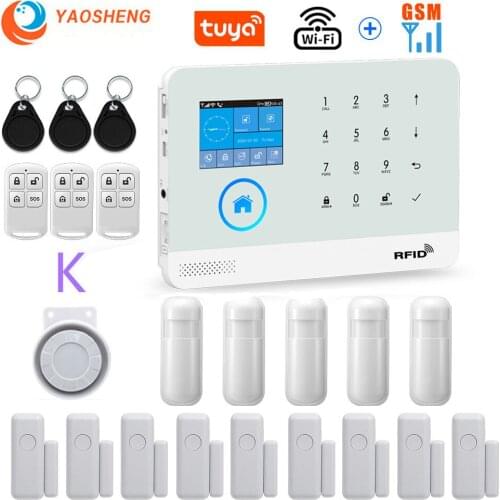 Wireless WIFI GSM Home Security Alarm System For Tuya Smart Life APP With Motion Sensor Detector Compatible With Alexa & Google