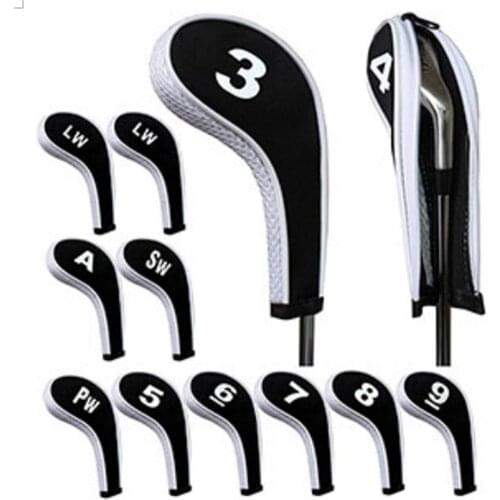 Mounchain 12PCS/Set Exquisite PU Golf Club Iron Head Covers Protector Golf Head cover Sets Iron Club Head Cover Accessories