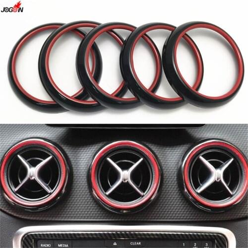 Black & Red Interior Air Condition AC Air Vent Outlet Ring Cover Trim For Benz A B GLA CLA Class W176 W246 X156 C117 2014-2018