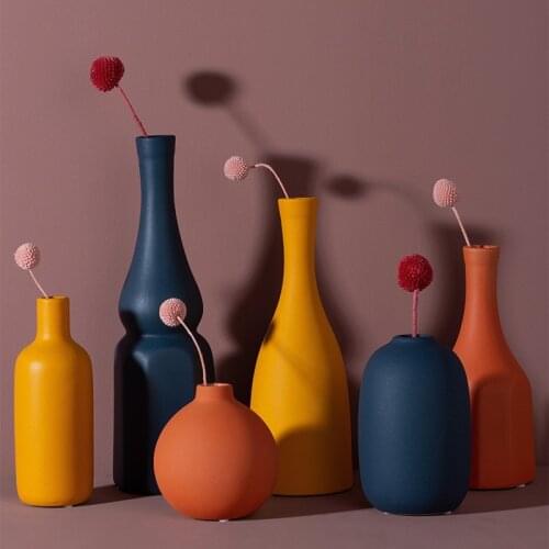 Color Ceramic Vase Arrangement Flower Vases Nordic Home Decoration Dried Flower Container Flower Inserter Desktop Decors