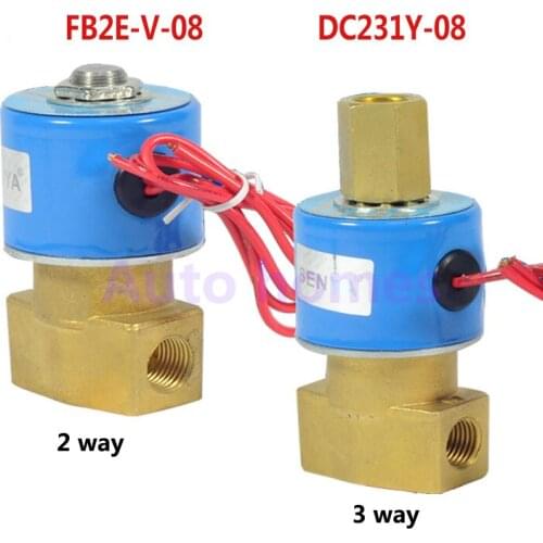 DC231Y-08 Wire lead type KSD 1/4 3/8 inch 2 way copper coil water solenoid valve FB2E-V-08 3/2 way brass valve