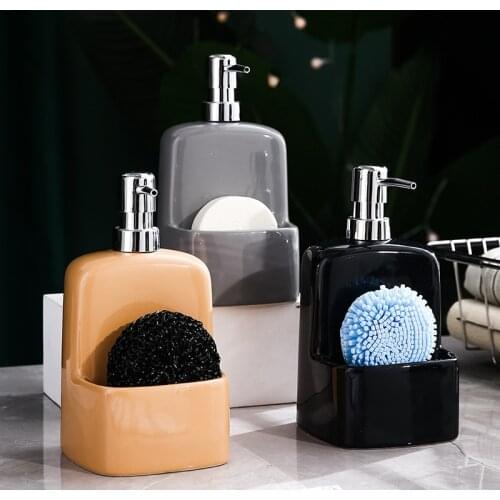630MLSoap Dispenser Sink Countertop Liquid Hand Soap Dispenser Pump Bottle Caddy with Storage Compartment Holds Sponges