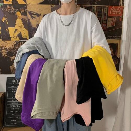 Oversized T Shirts Men Short Sleeve Solid Loose Streetwear Hip Hop Tshirt High Quality 100% Cotton Casual Men T-shirts Tees Tops